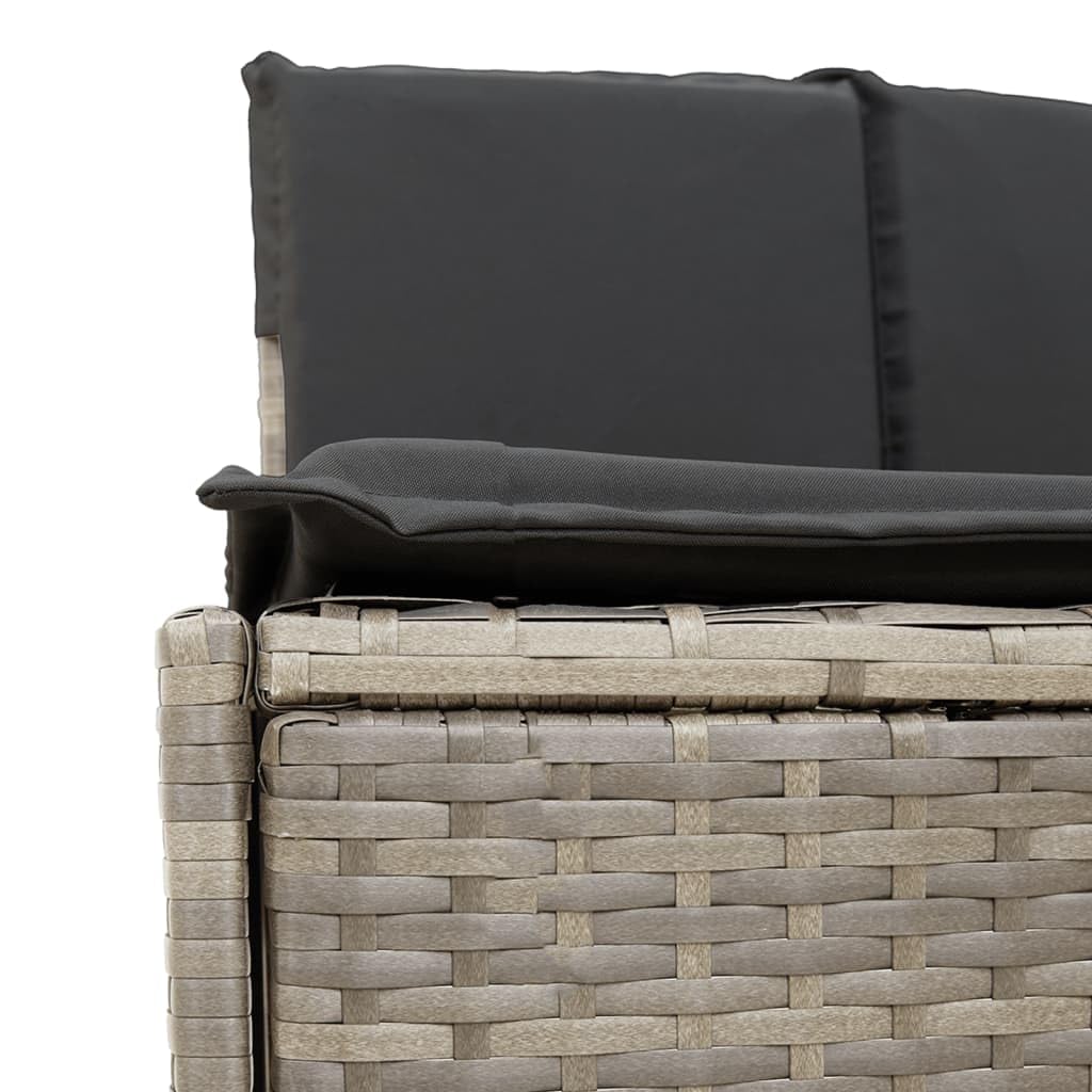 Bordo per vasca idromassaggio grigio in polyrattan con legno massello di acacia, set di 4 sedie e scalino, cuscini rimovibili e lavabili, resistenti ai raggi UV, per giardino