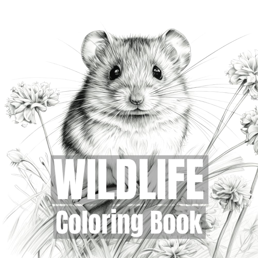 Wildlife Animal Coloring Book: 50 Breath-taking Grayscale Designs
