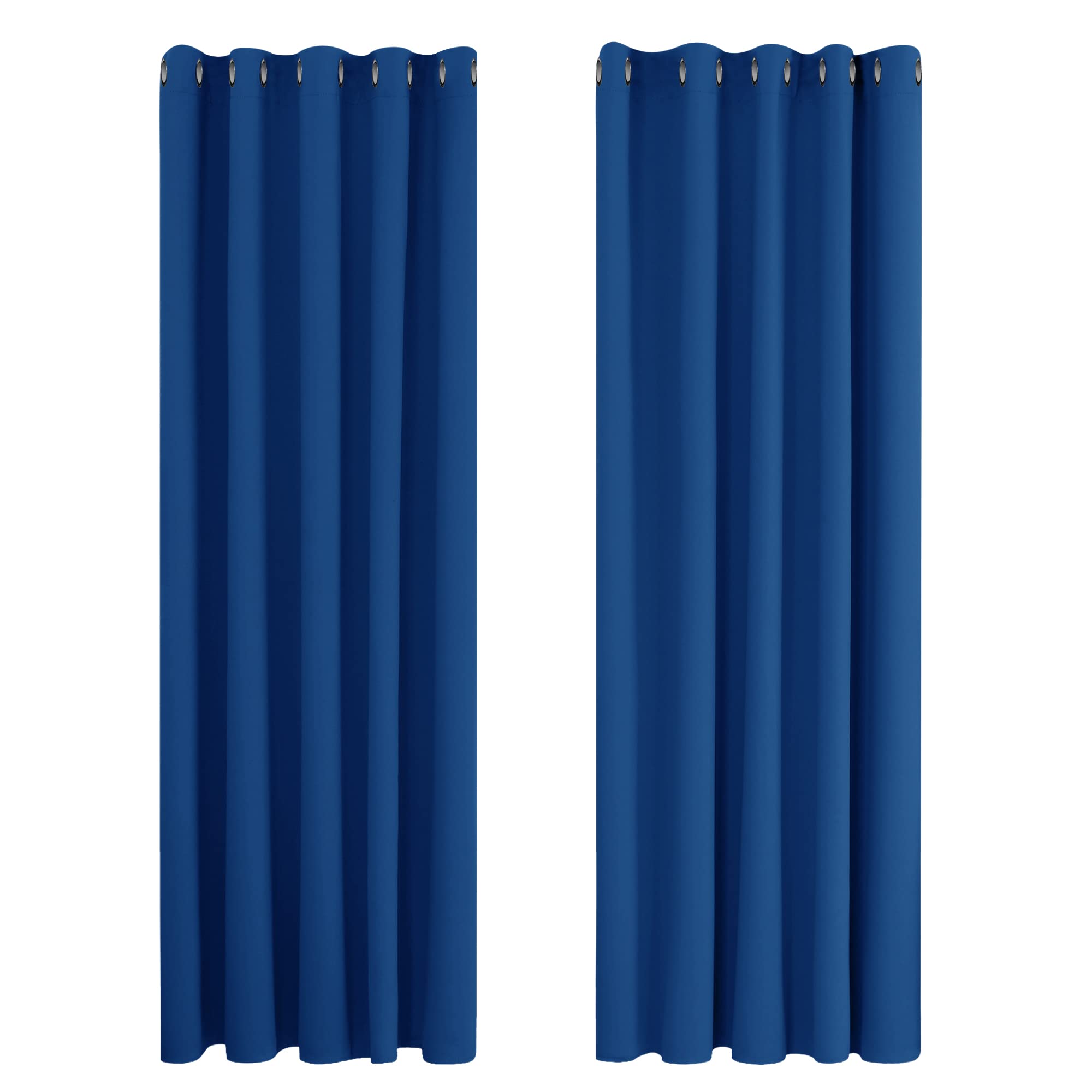 Deconovo Blue Solid Curtains Bedroom Energy Saving Thermal Insulated Eyelet Blackout Curtains 66 X 90 Inch 2 Panels