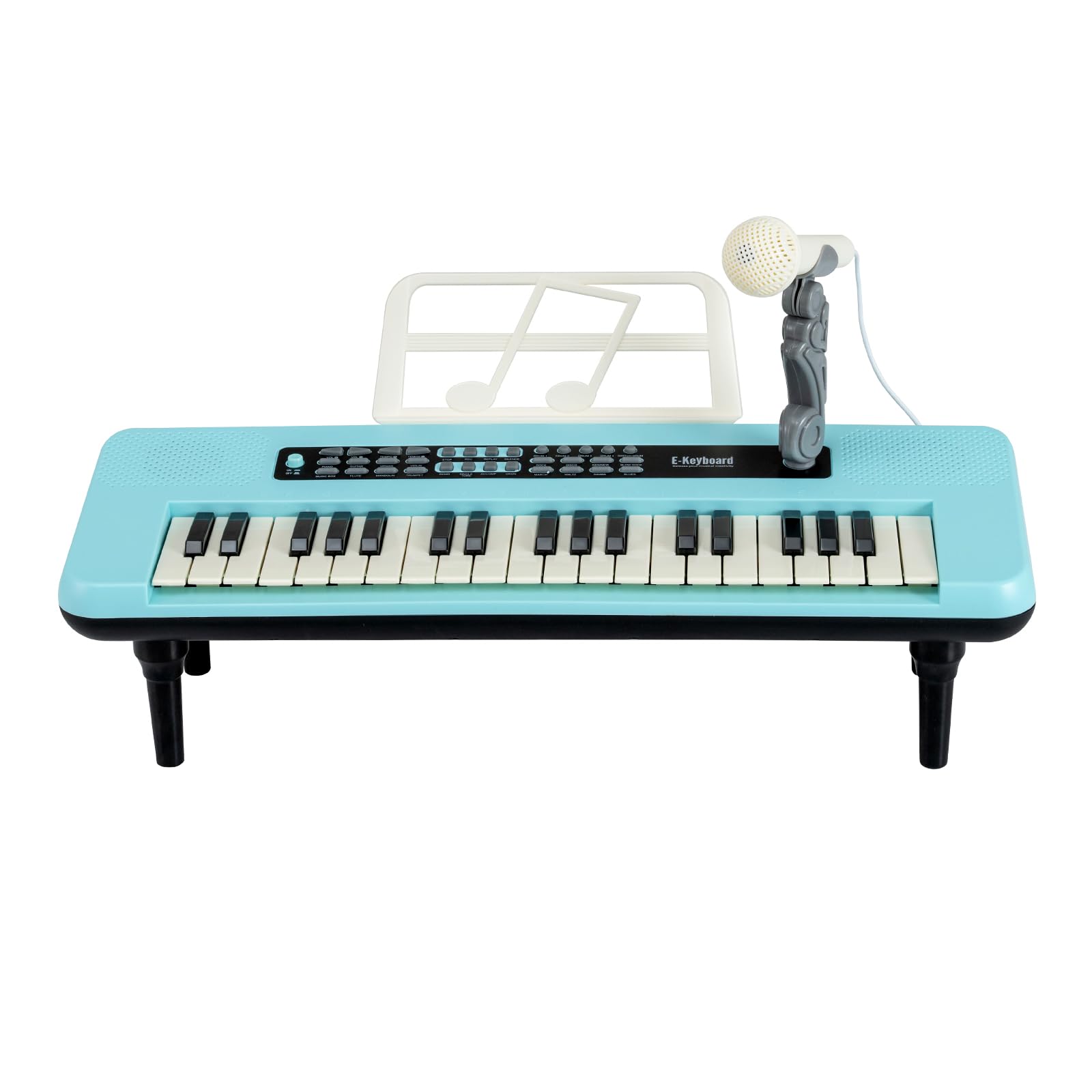 GYMAX Kids Piano Keyboard, 37 Keys Children Piano with Music Stand, Microphone and Detachable Legs, Educational Electronic Keyboard for 3+ Years Old (Blue)