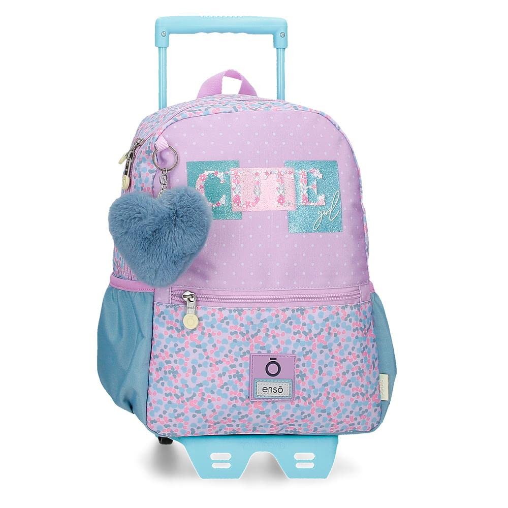 Enso Cute girl Preschool Backpack with Purple Trolley 25x32x12 cms Polyester 9,6L