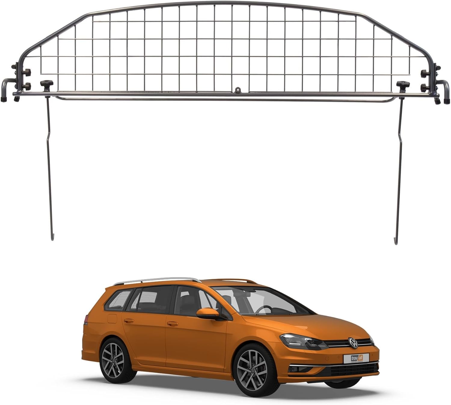 TRAVALL Compatible with Volkswagen Golf (2016-2020) Dog Car Barrier Guard Custom Fit Heavy Duty Steel Mesh Trunk Divider Safety Travel Premium Luggage Cargo Barrier Backseat Protection
