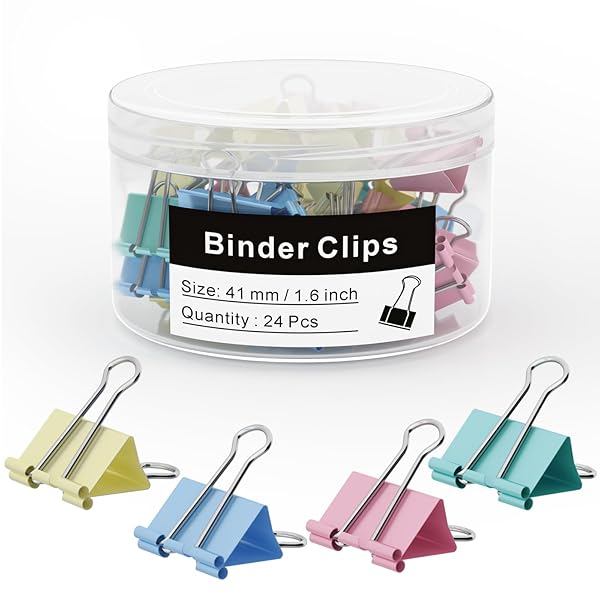 Binder Clips 24 PCS,1.6 in. Clips Office Supplies, Metal Clips, Binder Clip, Paper Clamps, Office Clips, Paper Binder Clips FXJHUDH