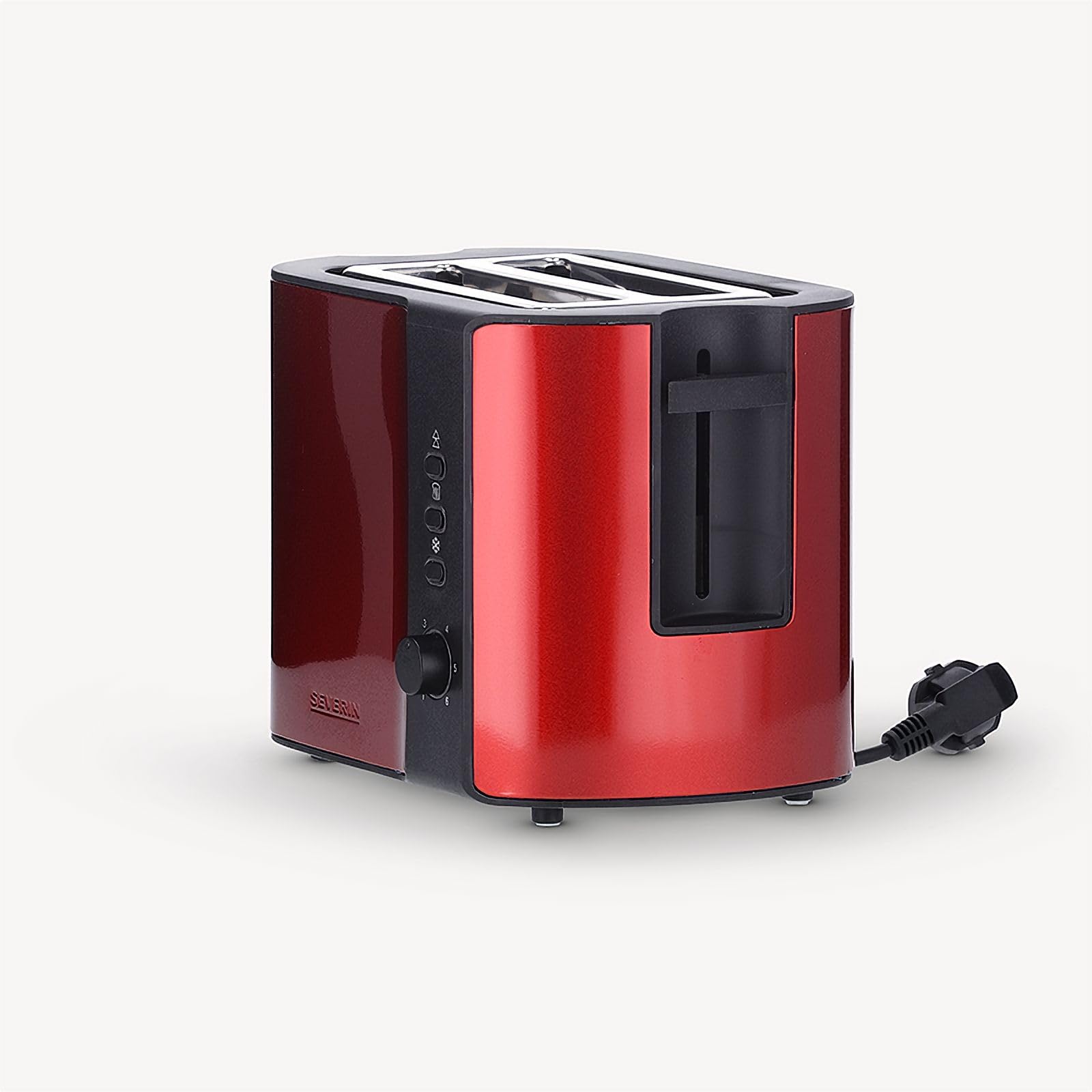 SEVERIN Tostapane Automatico Con Griglia Scaldapanini Integrata, Anche Per Fette Spesse, Per Tostare, Scongelare E Riscaldare, 800 W, Rosso Metallizzato / Nero, AT 2217