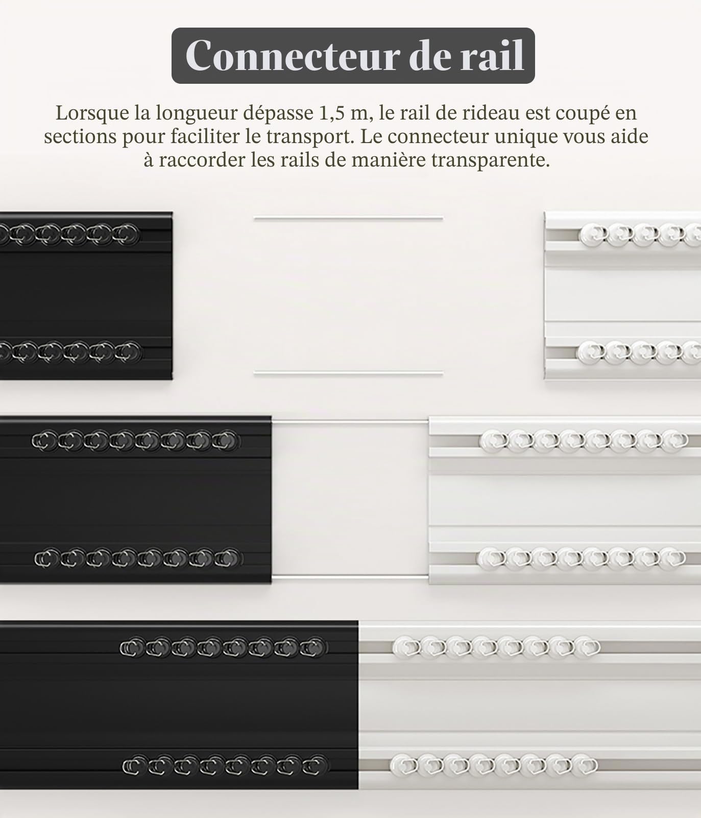 Tringle Rideau Système de Rail de Rideau Extra Fin, Doubles Rails en Alliage D'aluminium, Rails de Plafond Coulissants pour La Maison/VR/zone D'intimité, Tringle à Rideau Élégante et Sans Couture ( Co
