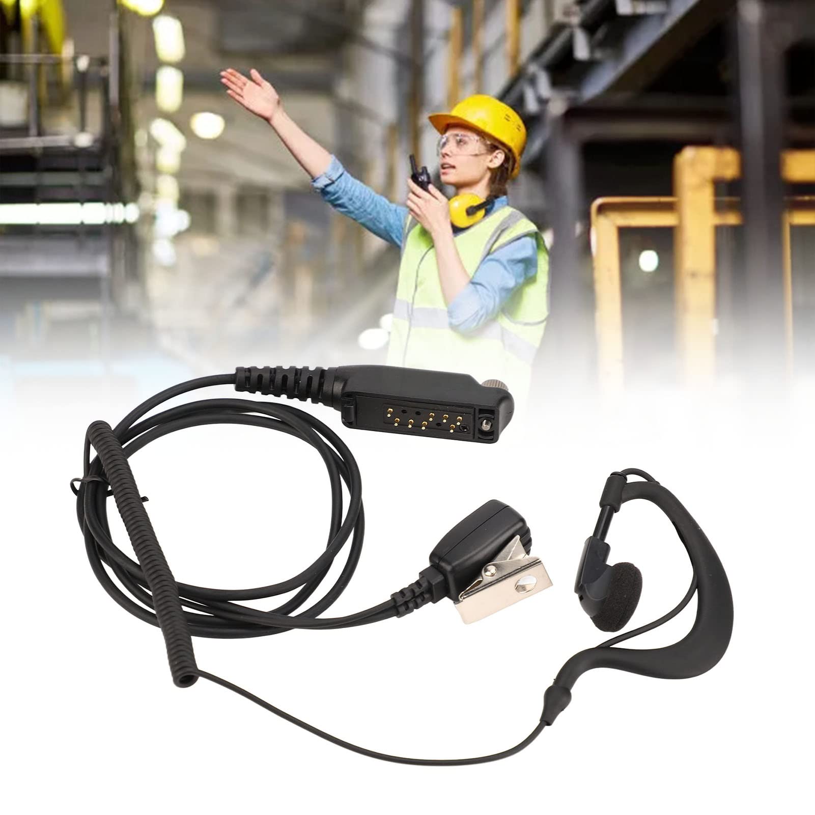 Auricular de Radio en Forma de G, Micrófono PTT Auriculares en Forma de G para Sepura STP8000 STP8030 STP8035 STP8038 STP9000 Walkie-Talkies.