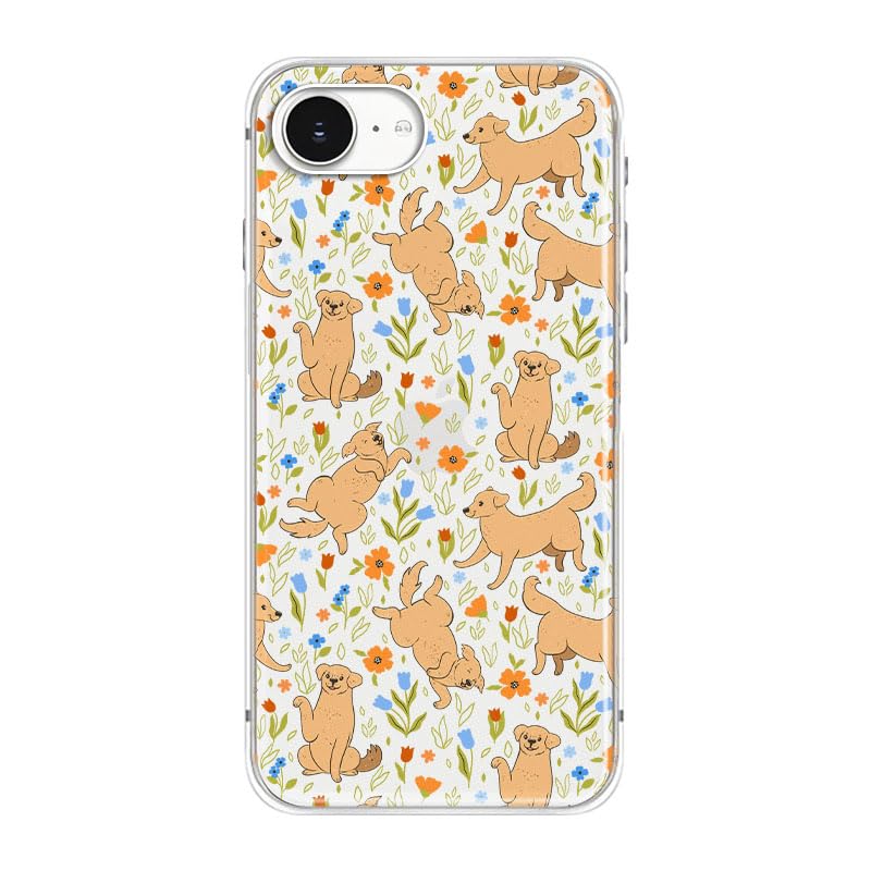 Blingy's for iPhone 16e Case, Cute Dog Pattern Golden Retriever Style Labrador Animal Design Transparent Soft TPU Protective Clear Case 6.1 inch (Dog