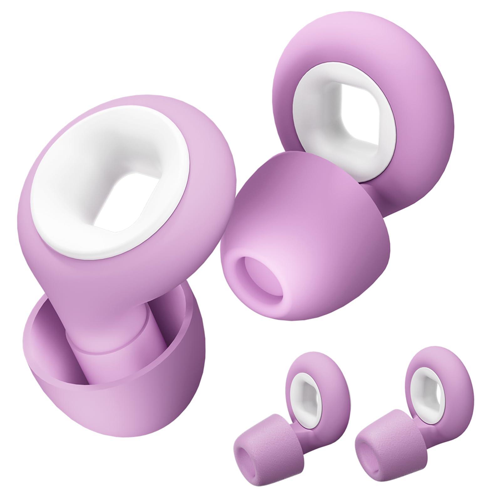 Concert Ear Plugs, 2 Pair BNU High Fidelity Noise Cancelling Earplugs Hearing Protection for Musicians,Festivals,Raves Sleep, 25-33db Noise Reduction 6 Pair Reusable Foam＆Silicon Tips in S/M/L Purple