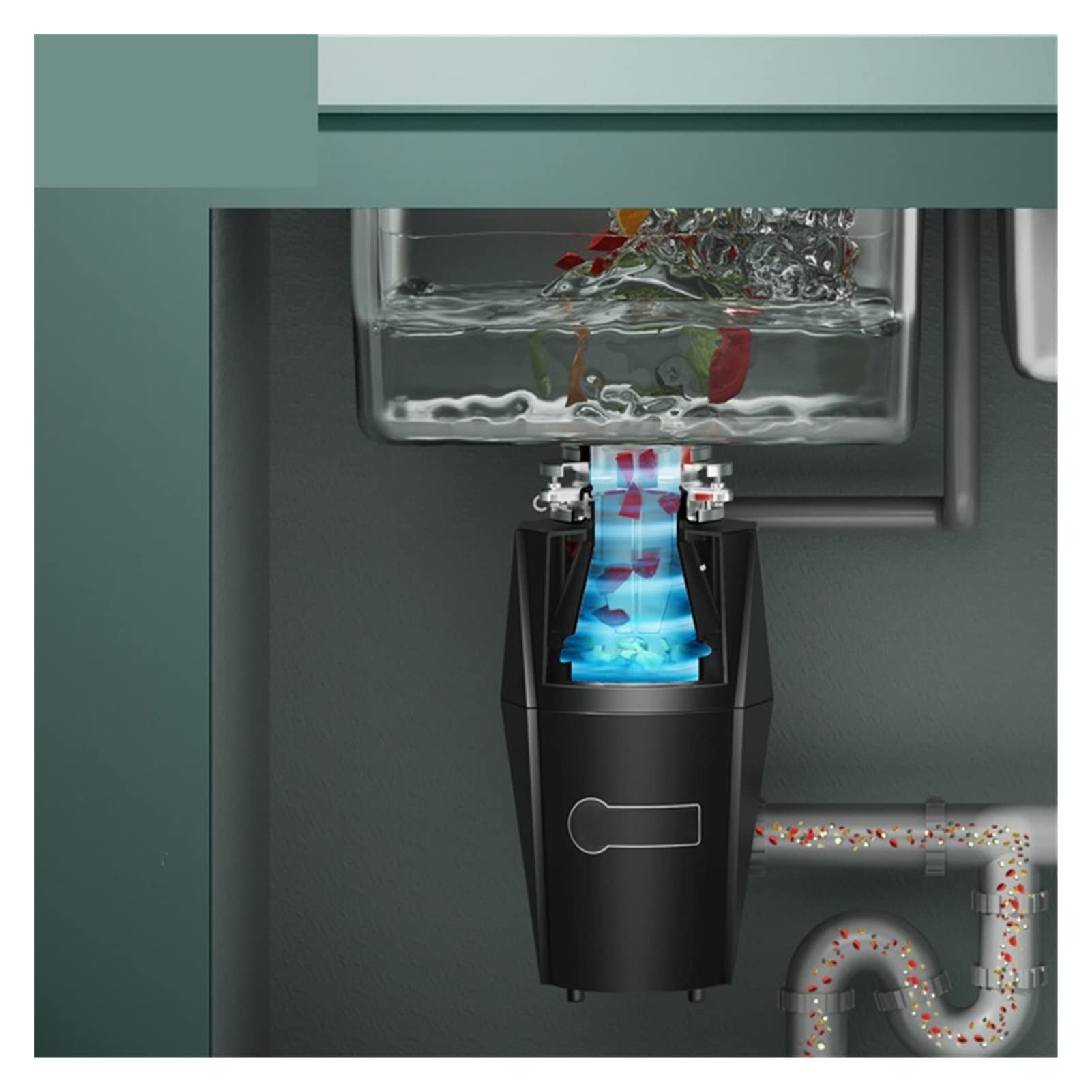 Triturador de Basura con Control Remoto, recogedor de Alimentos, triturador de residuos, procesador de Cocina, triturador de residuos, Cuchilla de Acero Inoxidable (650 W, Blanco)