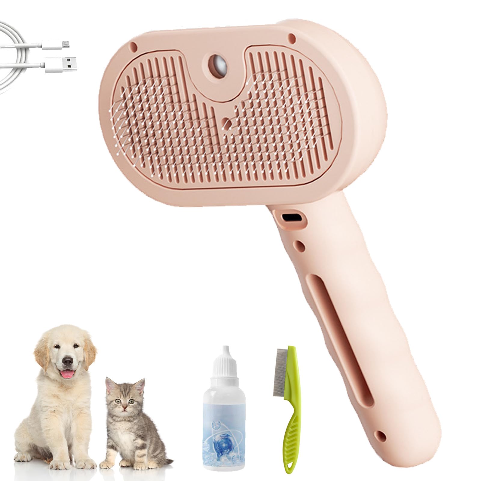 Steam Brush for Dogs, Viral Steam Brush, 2025 New 3-In-1 Pet Grooming Brushes with Mist Spray, Rechargeable Magic Wand for PetHair for Removing
