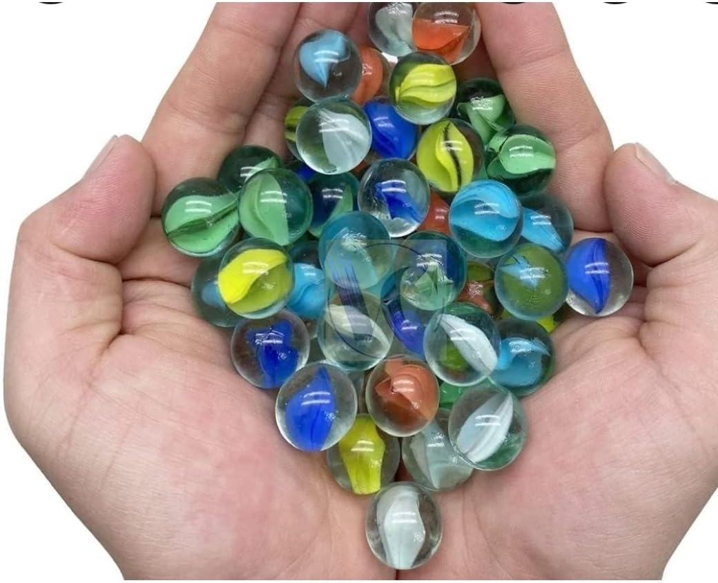 Glass Marbles Goti 100 Pieces with Big Hunter Kanche for Kids for Decoration for School Project Qty 100 Marbles