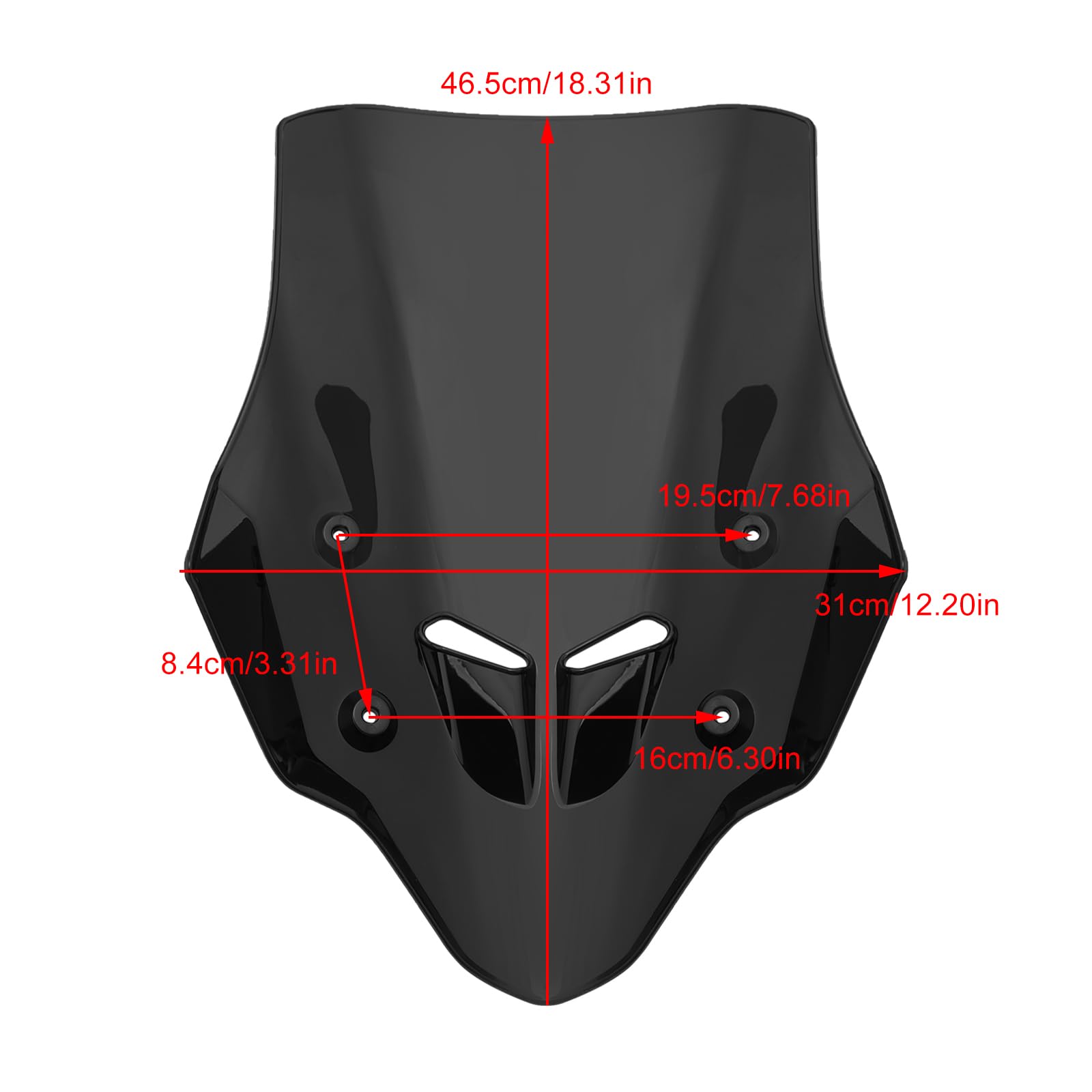 Parabrezza per moto Parabrezza in plastica Parabrezza passend für HONDA CB400X/CB500X 2019-2024 BLK#