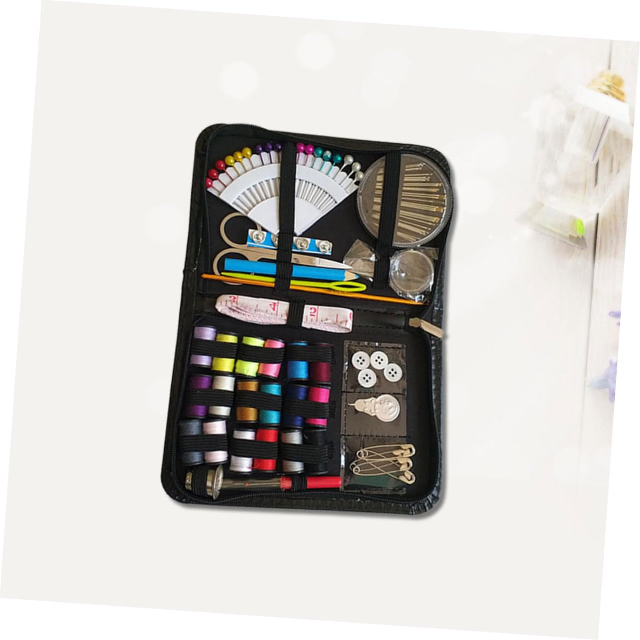 NUOBESTY Kit da Cucito 87 Pezzi Multifunzione Accessori in Pelle Pu, Design Compatto per Riparazioni Quotidiane e Lavori di Cucito a Casa