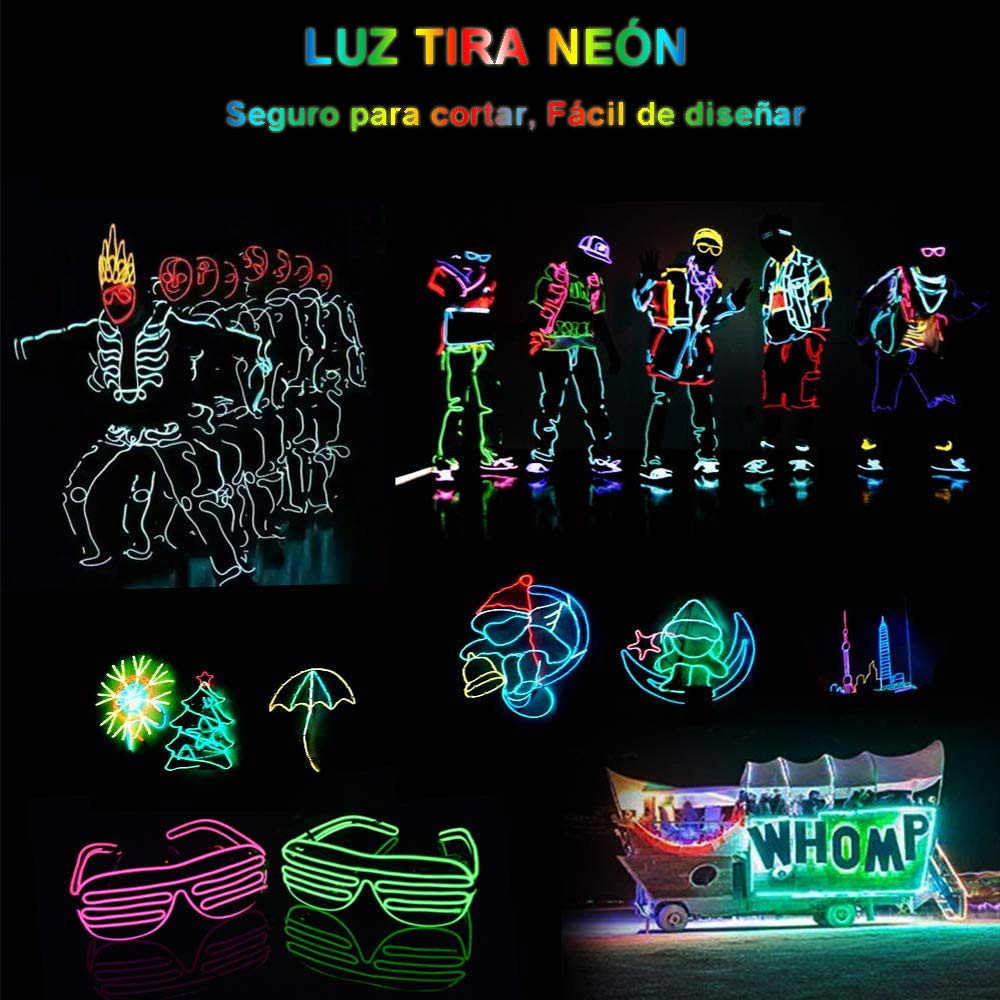 Tira de Luces LED Neon de Colores,Mangueras Flexibles Iluminación de Tira con Controlador Box,2 AA Pilas Funcionado (9ft, Rosa)