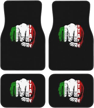 Roman Colosseum Italian Flag Fist Power Floor Mats for Cars, All-Weather Car Mats, Fit Automotive Floor Mats for Cars Trucks SUV, Universal Floor Liner Car Accessories