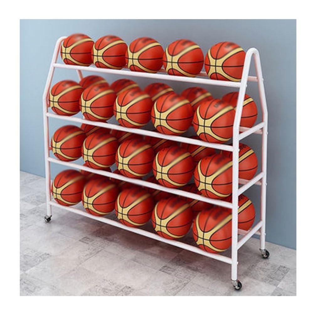 Bastidor De Baloncesto, Estante De Entrenamiento De Tiro De Baloncesto, Organizador Estable De Almacenamiento De Equipos Deportivos, Carro De Balones Con Ruedas Para Interior Y Exterior ( Color : Whit