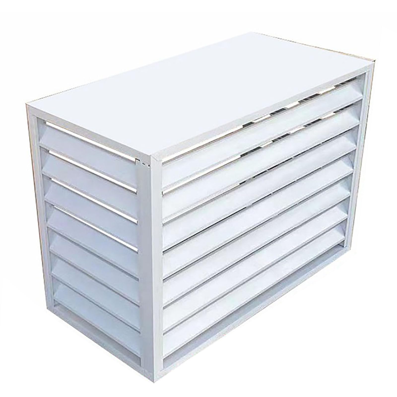 Outdoor Air Source Heat Pump Cover Condenser Protective Aluminum Mini-Split Condenser Cover Ideal for Plant Stand and Concealing Ac Unit (4sides-White,110x60x80cm)