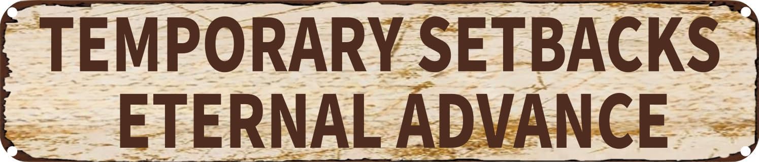 Vintage Tin Sign Retro Metal Wall Decor TEMPORARY SETBACKS,ETERNAL ADVANCE Rustic Aluminum Plaque for Home,Bar,Kitchen,Garage,Man Cave 4x16 Inch