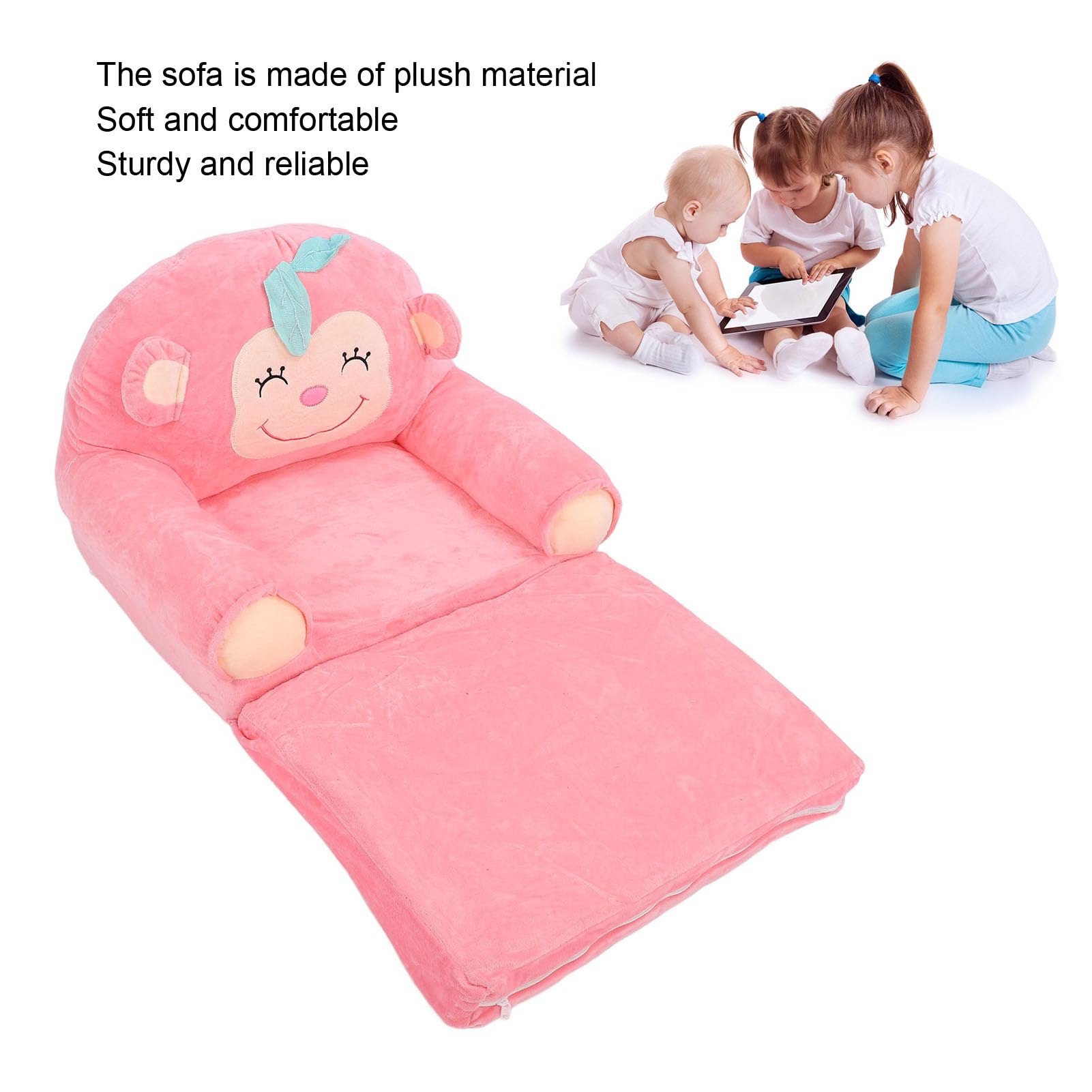 SIXRUN Mono Sofá para Niños Sofá de Felpa Suave para Niños, Plegable para de Diseño único para el Jardín de Infantes en Casa, Sillón para Pequeños Resistente y Resistente (Pink)