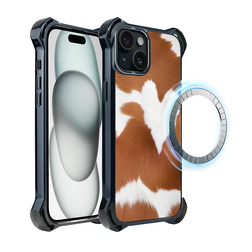 Etui do iPhone 15 IBIZU DropGuard Ultra kompatybilne z MagSafe, Zew Natury, Alpejska krowa