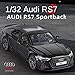 CKMODEL Haochi 1:32 Officially Licensed Audi RS7 Alloy Model Toy Car with Opening Doors, Sound & Light Effects, Pull-Back Action, Shock Absorption Steering & Adjustable Rear Wing (Black)
