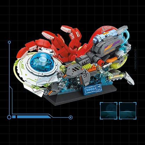 Miniatura 4 de MISINI TC2102 Kit de construcción mecánica de pulpo espacial OVNI, 821pcs Cyberpunk Bionic Technology Building Set, modelo de juguete coleccionable