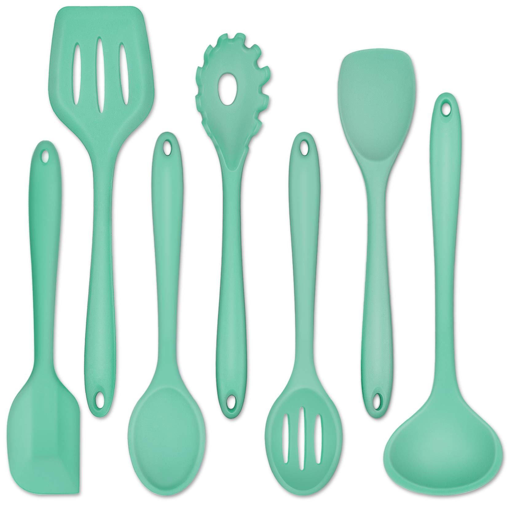 Cooking Kitchen Utensils, P&P CHEF 7-Pieces Green Cooking Utensil Heat-resistant Spatula Set, For Nonstick Cookware Cookin...