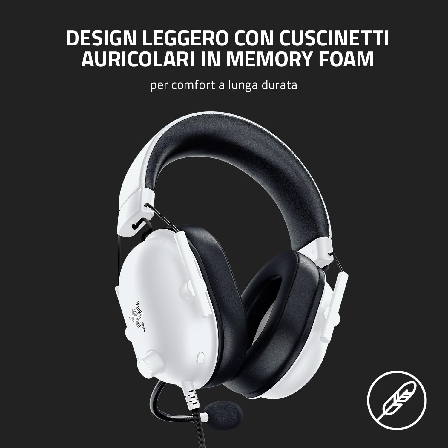 Razer BlackShark V2 X - Cuffie da Gioco Esports Cablate Multipiattaperma (Driver TriForce da 50 mm, Microfono cardioide HyperClear, Audio Surround 7.1) Bianco