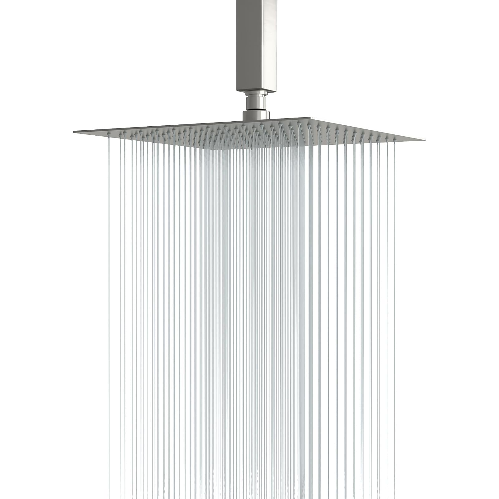 Lordear Rain Shower Head 10 Inch Square Waterfall Shower Head Brushed Nickel Rainfall Shower Head High Pressure Shower Head 304 Stainless Steel Showerhead
