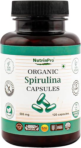 Miniatura 1 de NUTRINPRO Cápsulas orgánicas de espirulina  100% puras veganas, sin OMG, sin gluten, sin químicos (4800)