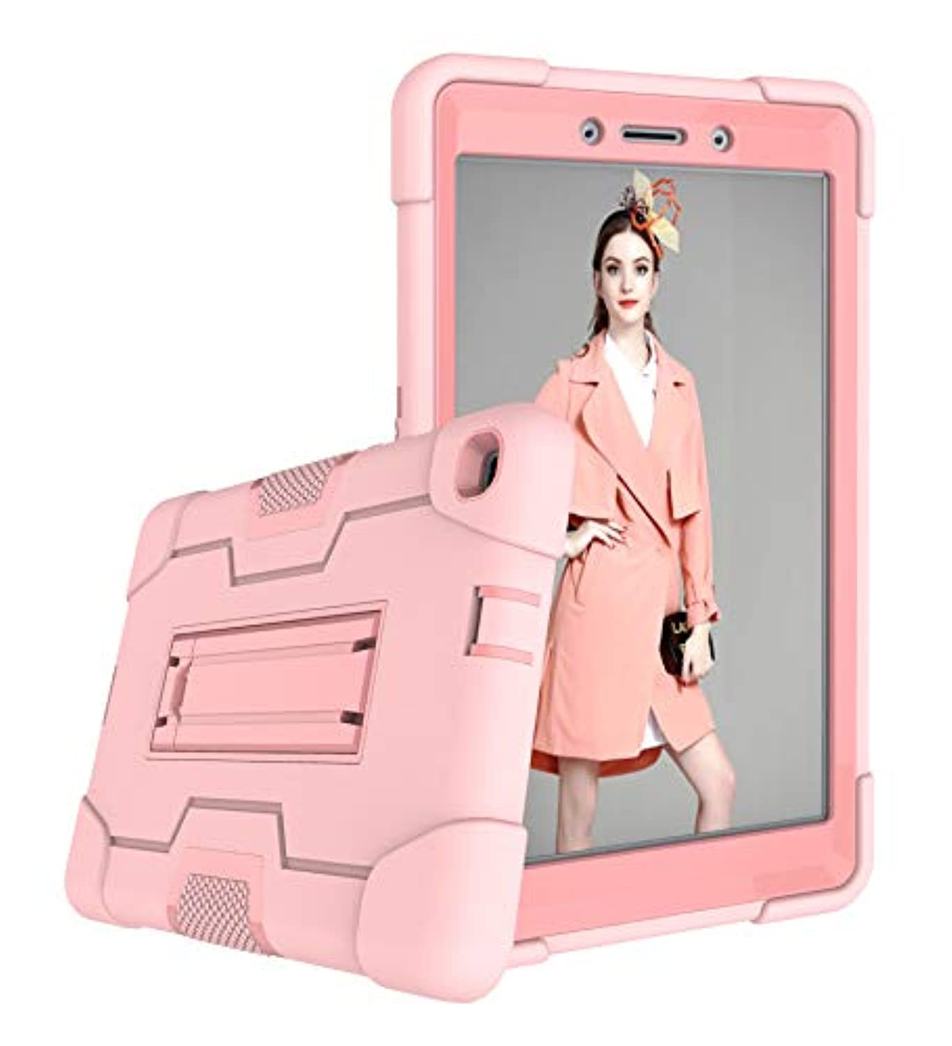 HBSGalaxy Tab A 8.0 Case 2019 Case Slim Heavy Duty Shockproof Rugged Protective Case with Built-in Stand for Samsung Galaxy Tab A 8.0 2019 Model（SM-T290 /SM- T295 Release)-Rose Gold