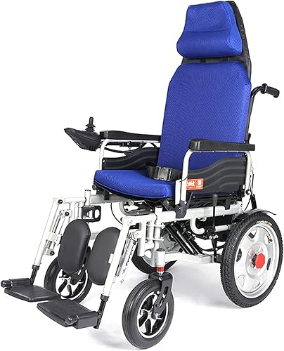 NEOCHY Silla de ruedas portátil de moda, ligera, eléctrica, plegable, compacta, ayuda de movilidad, resistente, con reposacabezas, respaldo