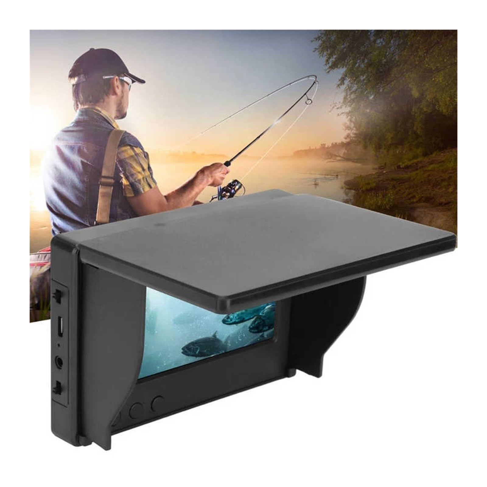 Buscador de Peces, Pantalla de 4,3 Pulgadas for buscador Peces, IPS, Pantalla Completa, 800 x 480, Entrada CVBS, Interfaz,5 mm con Visera Solar, for for Pesca