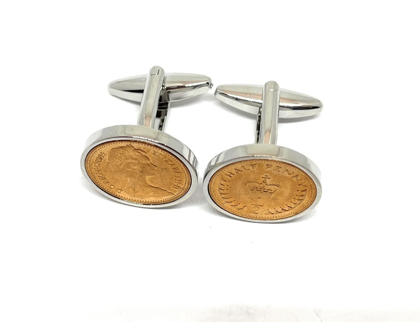 1982 39th Birthday / Anniversary Half pence coin cufflinks - Half pence cufflinks from 1982 for a 39th Birthday