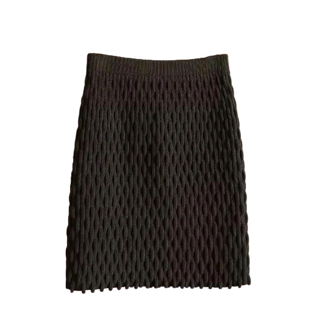 Women Textured Slim Casual Versatile Knitted Elegant Skirt A-Line Mini Skirts