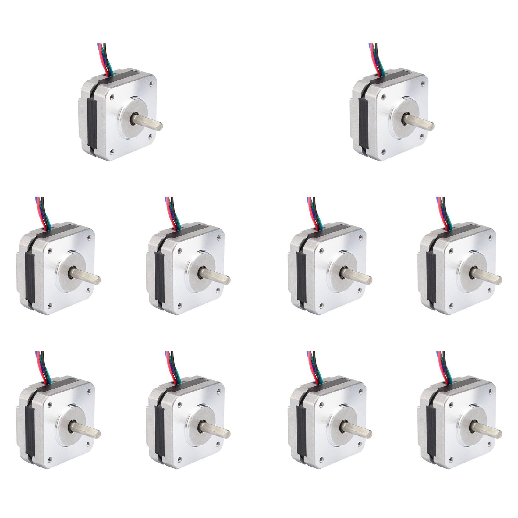 Jnchdghwa Silver 10X 17Hs08-1004S 4-Lead Nema 17 Stepper Motor 20Mm 1A 13Ncm(18.4Oz.in) 42 Motor Nema17 Stepper
