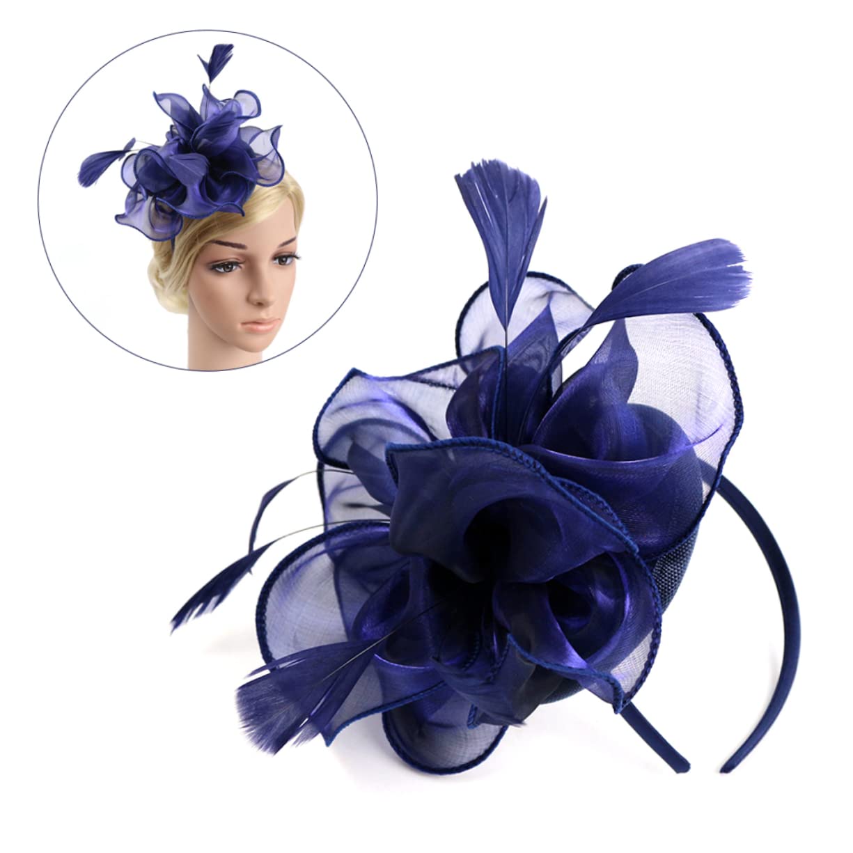 FRCOLOR 3pezzi Fascinator Elegante Organza Con Piume Per Matrimonio e Occasioni Speciali Accessorio Per Donne e Ragazze
