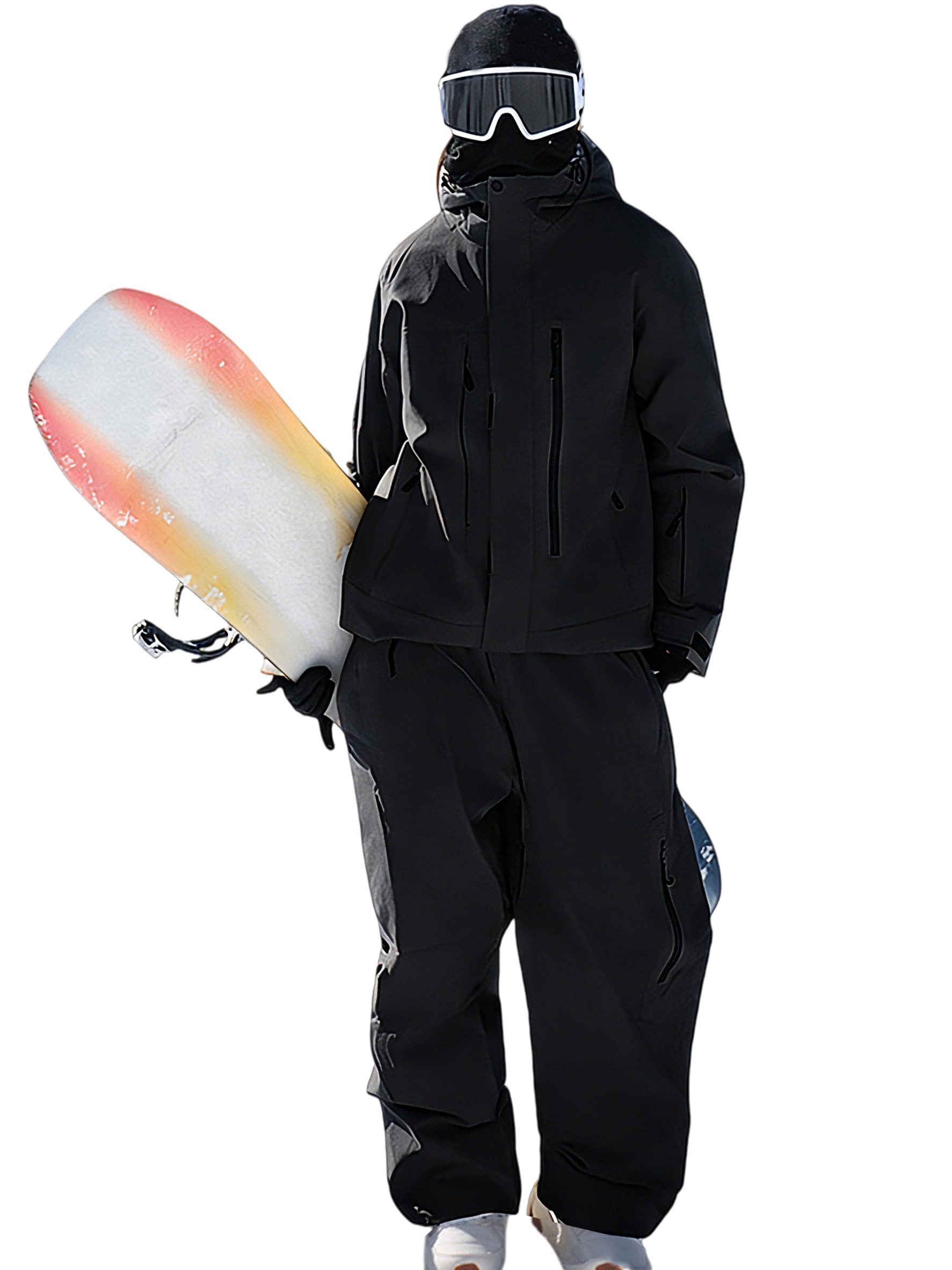 HOTIAN Tuta da sci da uomo e da donna, set baggy da neve, impermeabile, calda, antivento, traspirante
