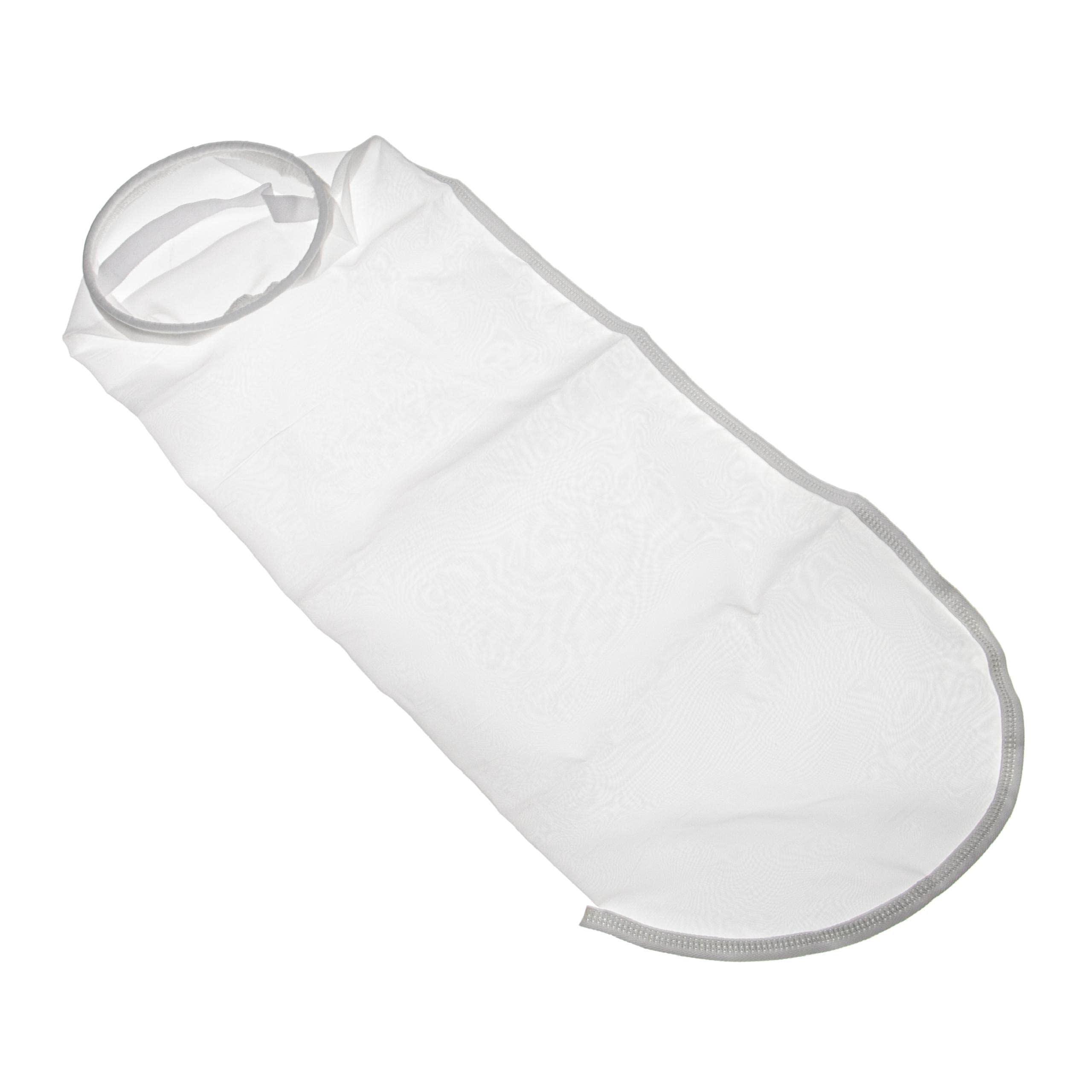 vhbw Calza filtrante Universale Compatibile con acquari, Piscine, Skimmer - Sacchetto filtrante, Nylon, 18 x 81 cm, 100 Micron, Bianco