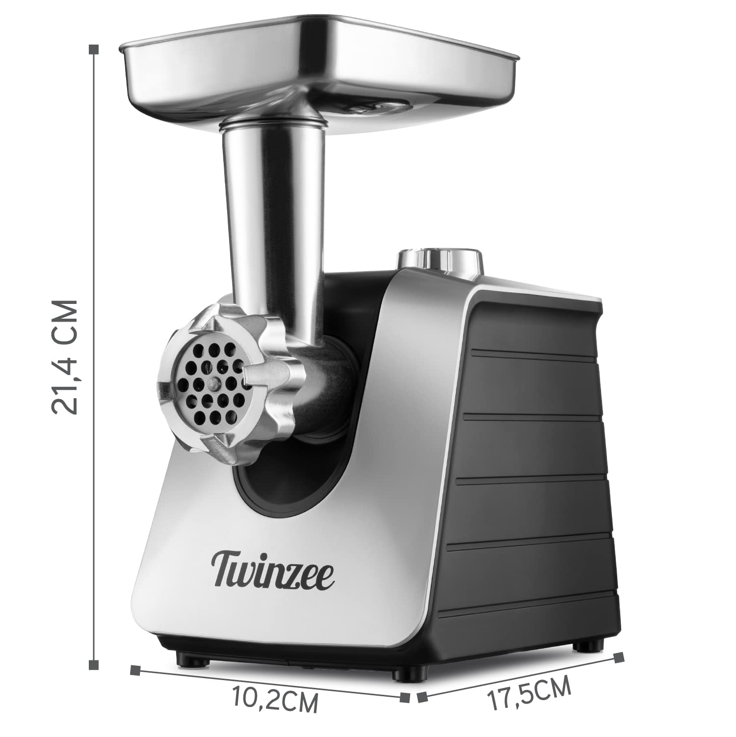 Tritacarne Elettrico 1500W (Nero) - Per Carne e Salsiccia - Robot da Cucina Con 3 Lame e 3 Ugelli - Professionale