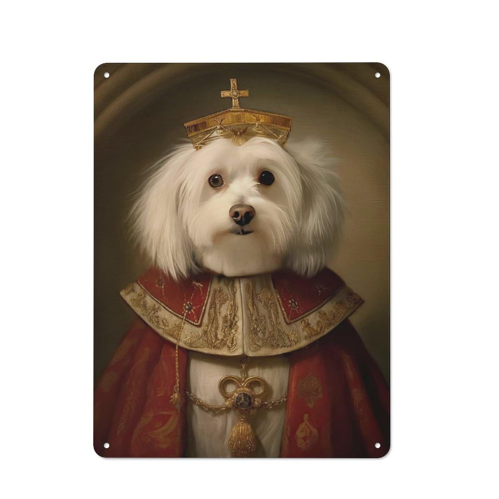 Junmoney Style-2 Retro Metal Sign With Havanese The Pope Design 40X30cm, Weathered Look Shed Wall Plaque For Garage, Workshop, Shed Or Utility Room