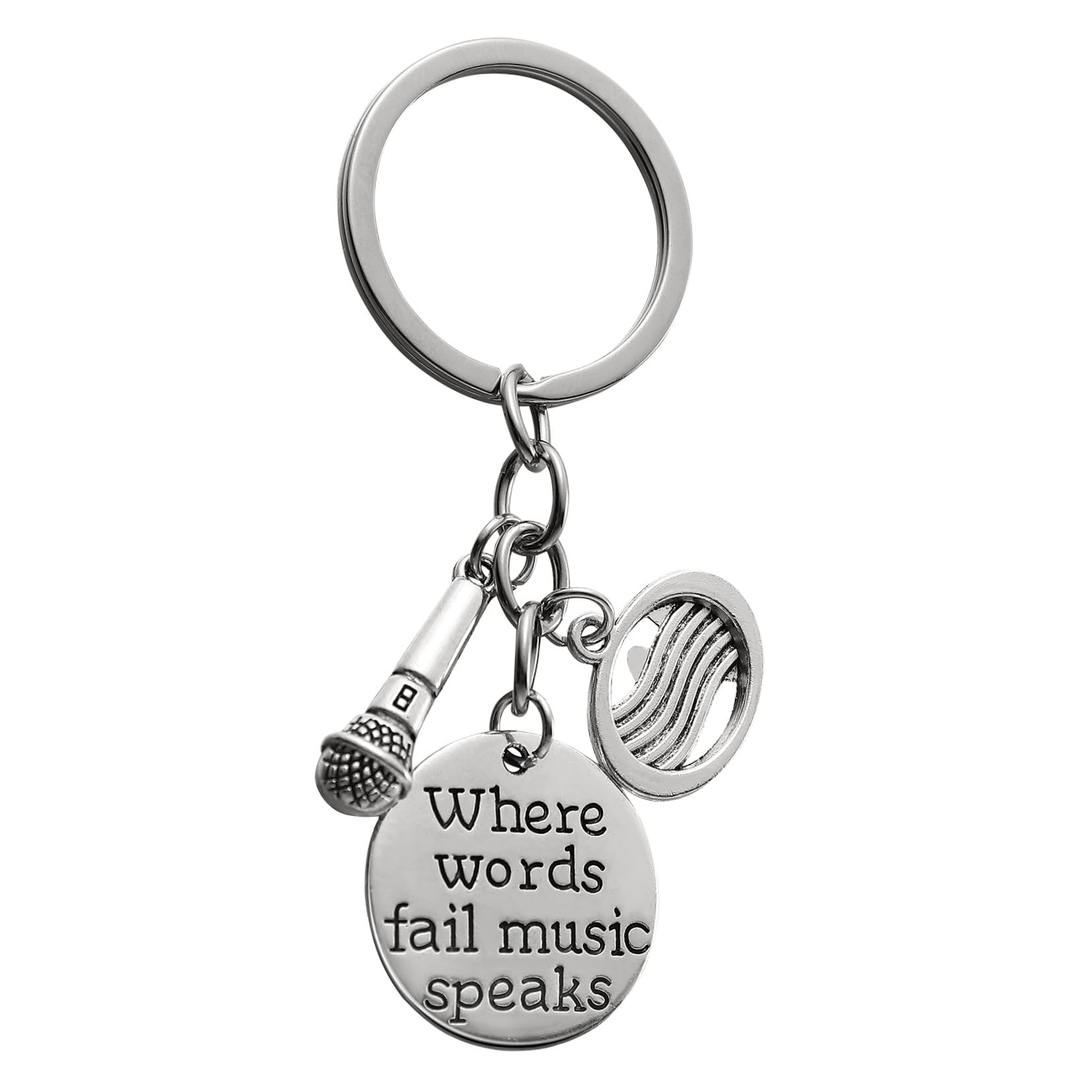 Music Keychain Retro Microphone keychian Retro Keyring Bag Backpacks Hanging Pendant for Handbag Purse Phone Party Favors