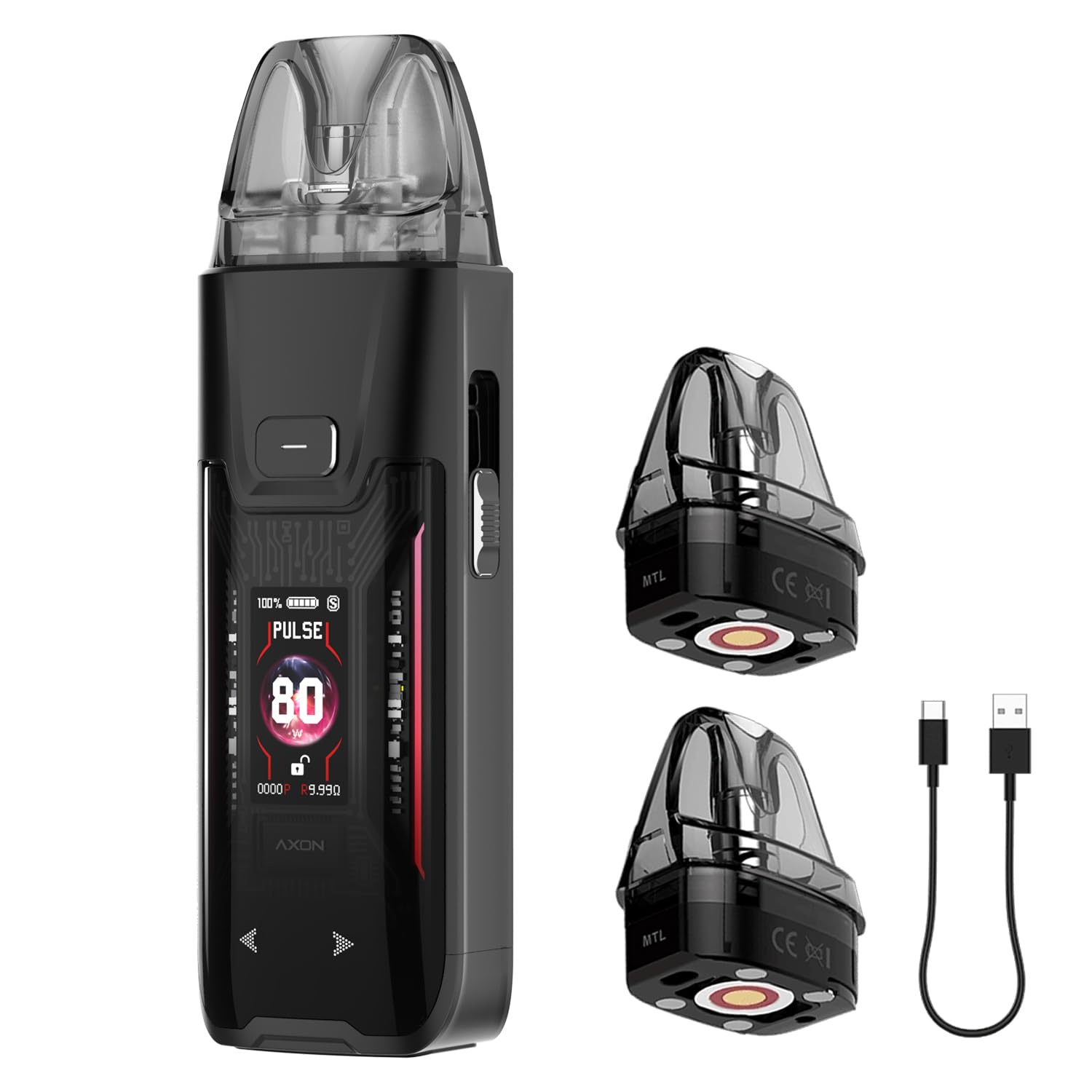 Vaporesso Luxe XR Max 2 Vape Kit (Black)  3200mAh Battery, 80W Output,  Dual Mesh Coils, Pulse Mode, 0.96" Display, MTL/DTL Adjustable Airflow  No  Nicotine  Compatible with GTX Coils: Amazon.co.uk: