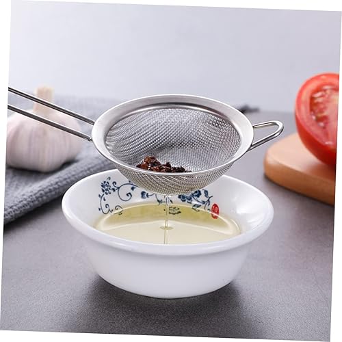 Miniatura 7 de PRETYZOOM Colador de malla de acero inoxidable, colador de tamiz de grano Twilled para tienda de té, harina de cocina, especias de azúcar, arroz,