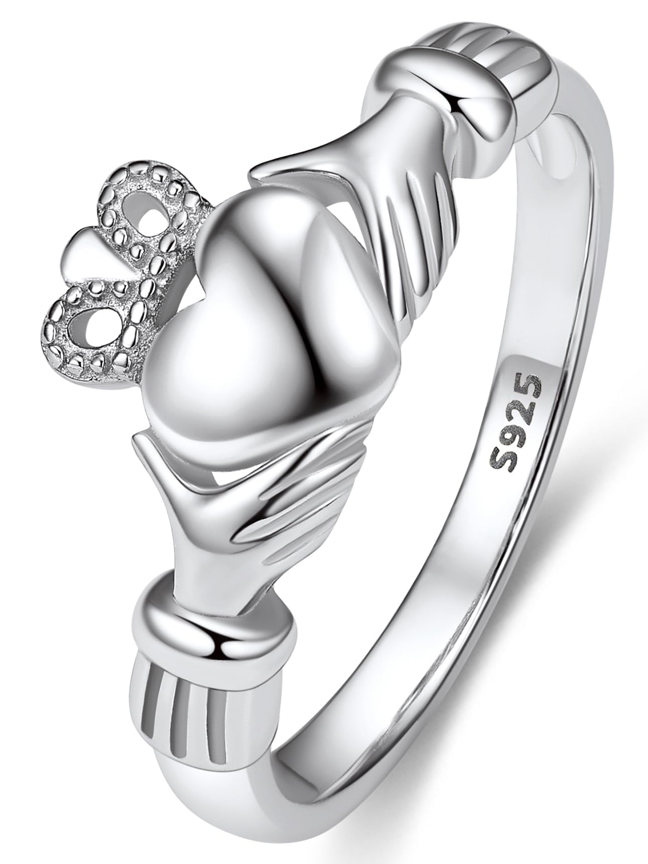 925 Sterling Silver Ring for Women, Minimalist Claddagh Ring Celtic Knot Ring for Women, Irish Promise Wedding Band, Gold/Rose Gold Vermeil Women Band Ring, Stackable, Gift for Her