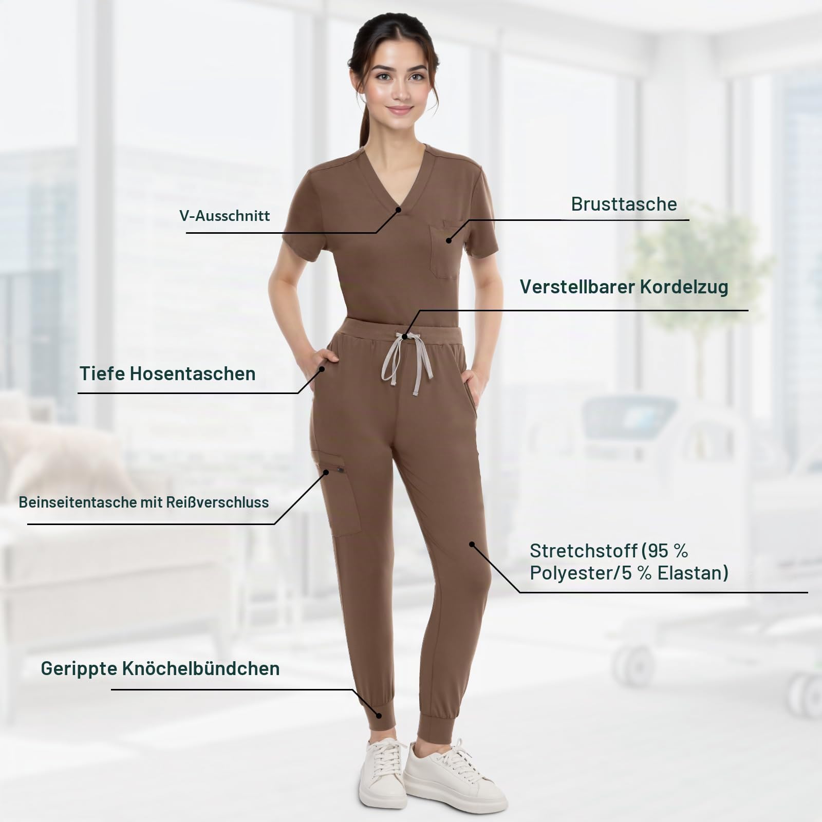Damen-Arztkittel,V-Ausschnitt,kurzärmelig,für Krankenschwestern
