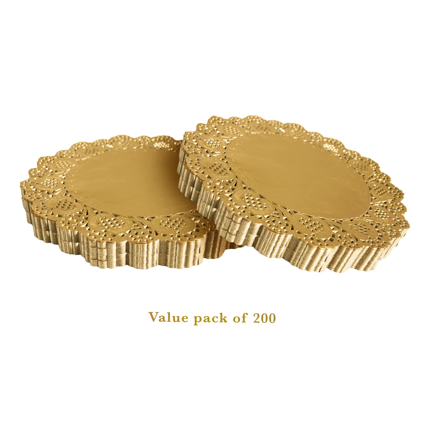 Phantomon Lot de 200 napperons jetables en papier dentelle dorée de 30,5 cm pour gâteaux, desserts, table à manger, mariages, fêtes d'anniversaire