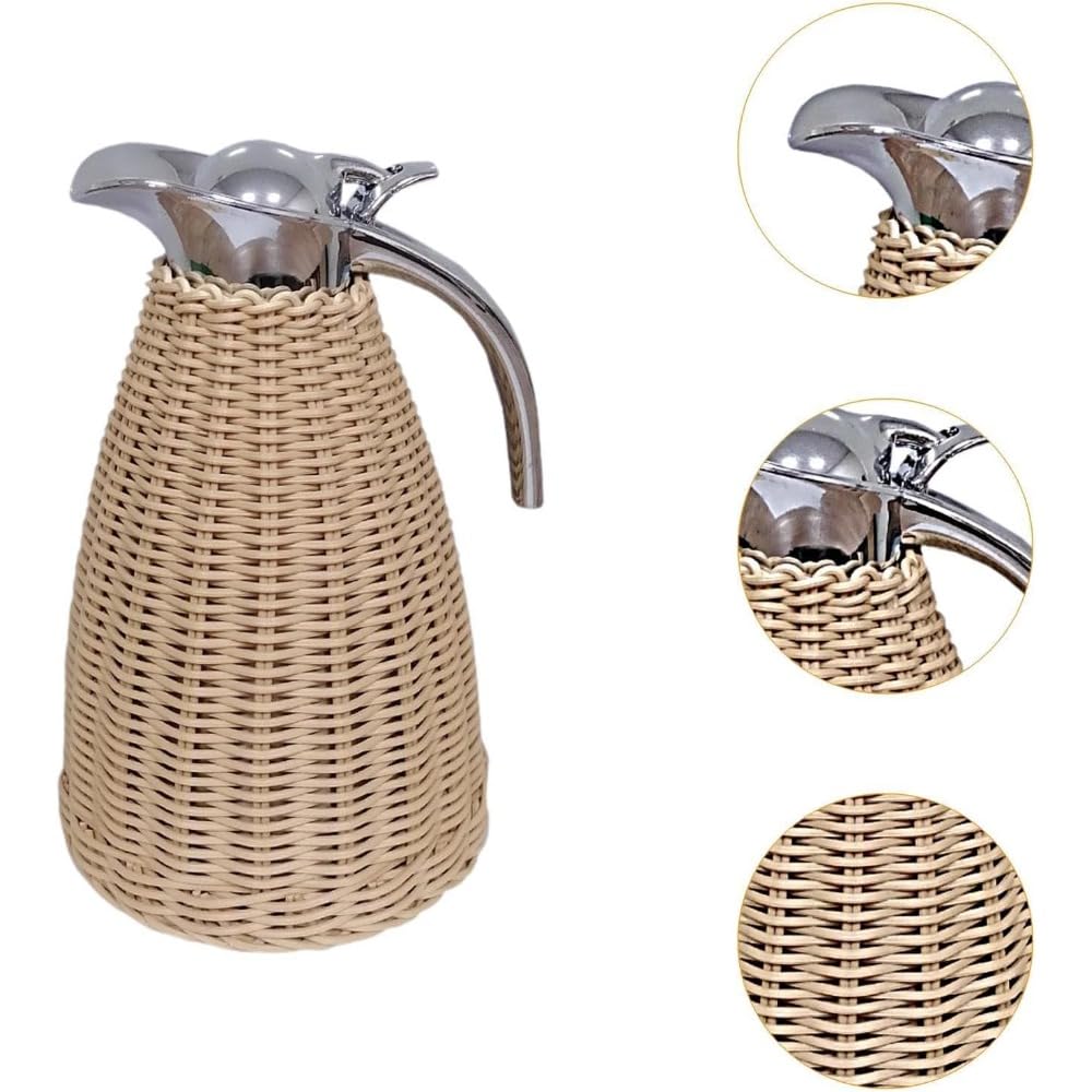 Acero inoxidable Café Carafe aislado Pitcher Bebidas Hervidor de vacío Tapa sellada para zumo de leche Hogares Barbacoa Nevera, Natural