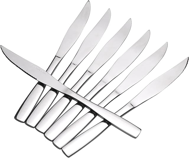Callyne Steak Knives, Set of 12 Stainless Steel Kitchen Serrated Dinner Knife