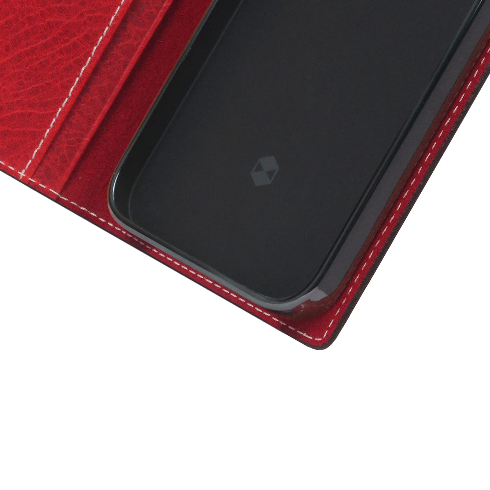 SLG Skórzane etui portfelowe kompatybilne z iPhone 14 Pro, D7, włoski woskowy skórzany pamiętnik, etui z klapką z przegródką na karty z pudełkiem na prezent, ręcznie robione i zaprojektowane dla iPhone'a 14 Pro (czerwone)
